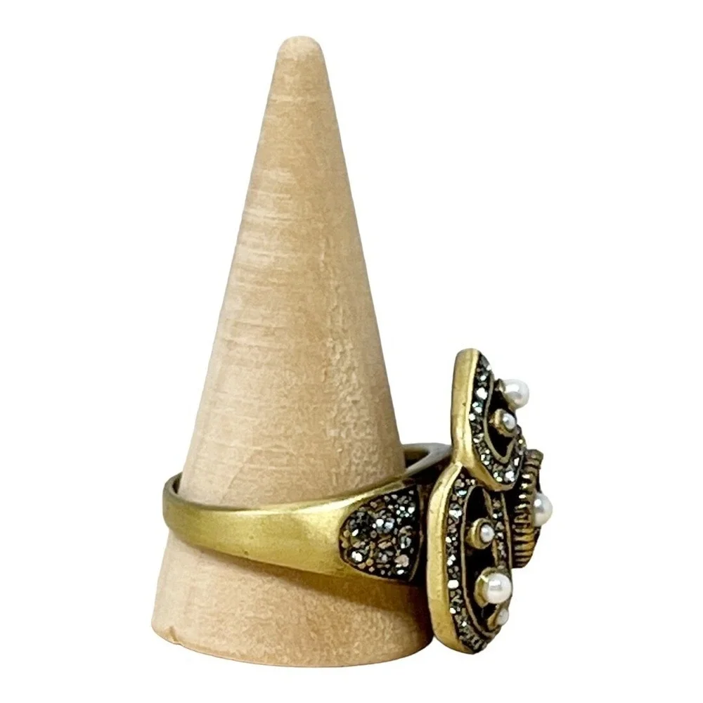 Heidi Daus Pearl Swarovski Crystal Designer Ring